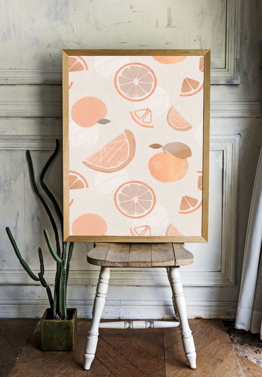 Citrus Fruits — Watercolor Print. room preview