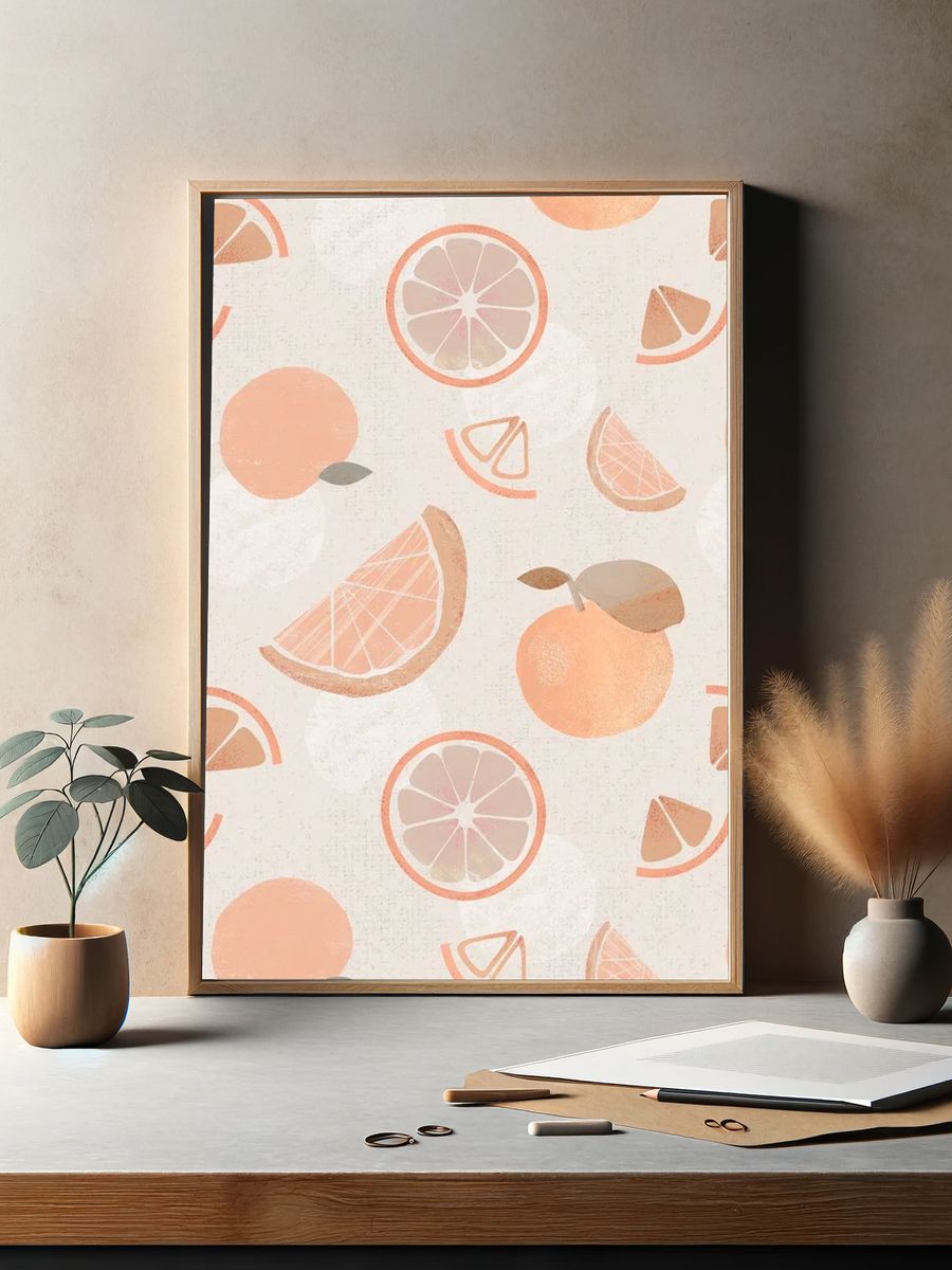 Citrus Fruits — Watercolor Print. — room view 2