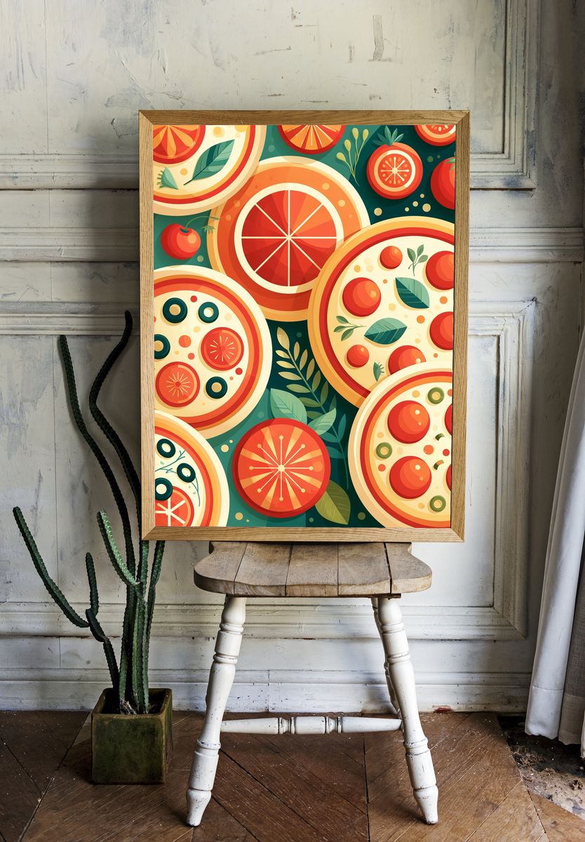 Citrus Slices Pattern Illustration Poster. — room view 1