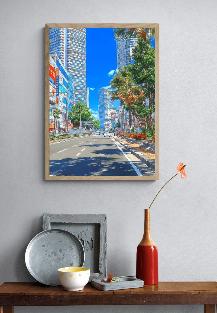 Urban Cityscape — Illustration Print. — room view 3