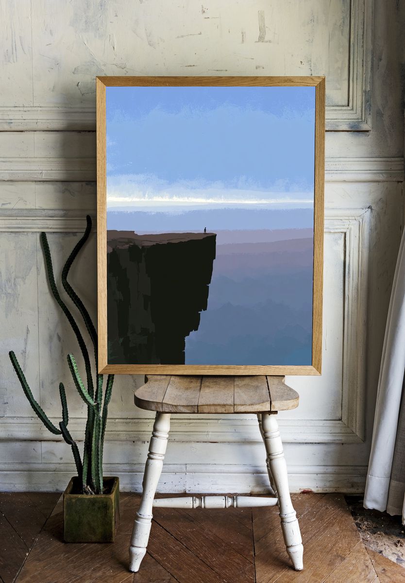 Cliff Edge Horizon Illustration Poster. — room view 1