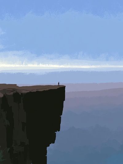 Cliff Edge Horizon Illustration Poster. poster