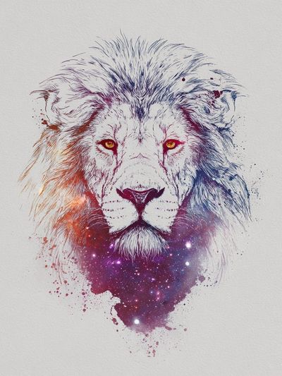 Cosmic Lion Illustration Poster. poster
