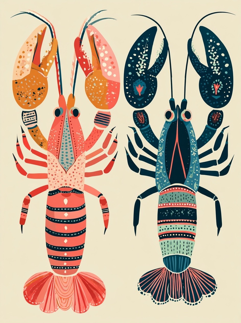 Colorful Lobster Illustration Poster. poster detail
