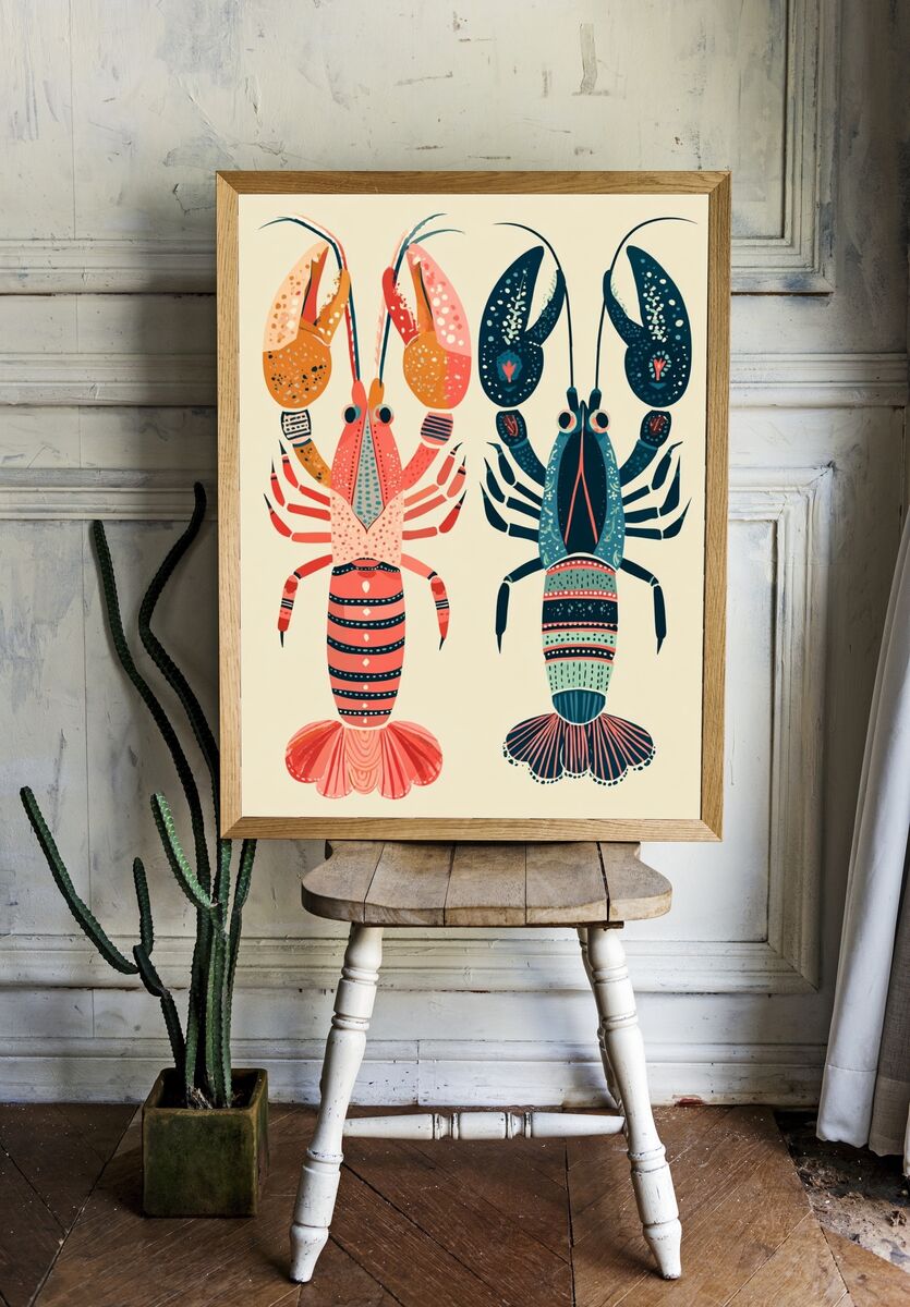 Colorful Lobster Illustration Poster. room preview