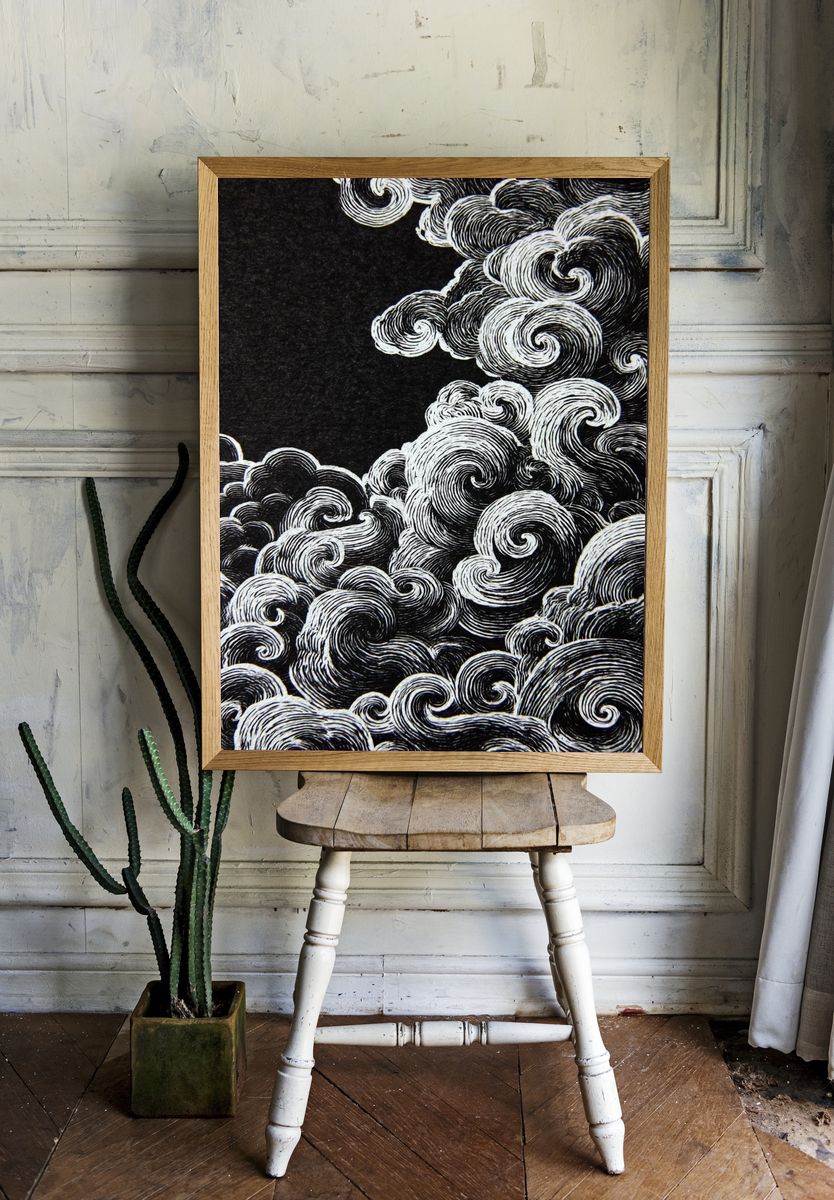 Swirling Clouds — Illustration Print room preview