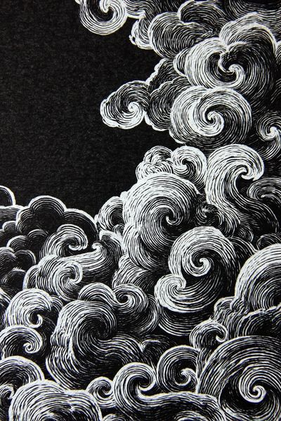 Swirling Clouds — Illustration Print. poster