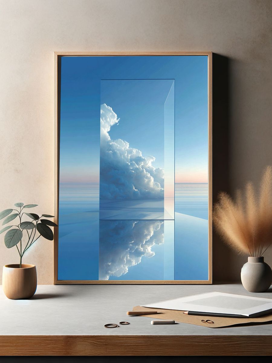 Cloud Reflection — Minimalist Print. — room view 2