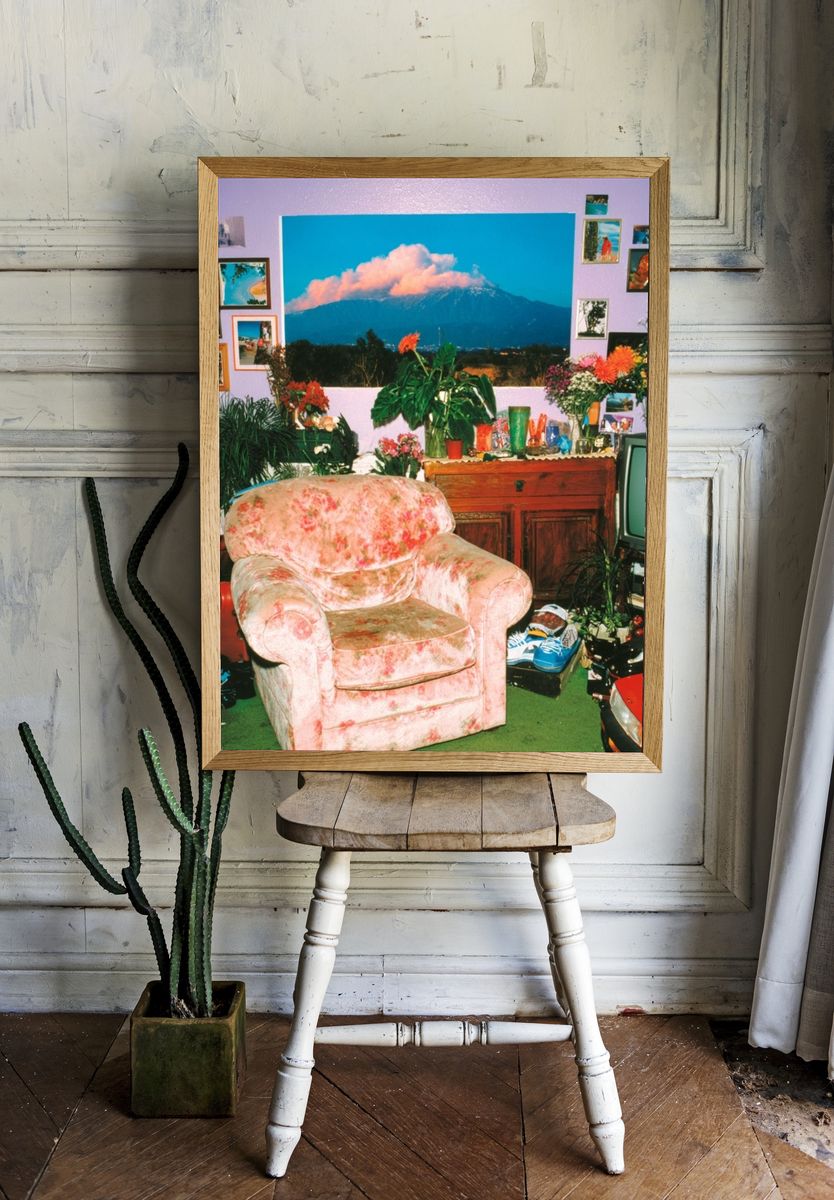 Cozy Living Room with Mountain View Poster. — room view 1