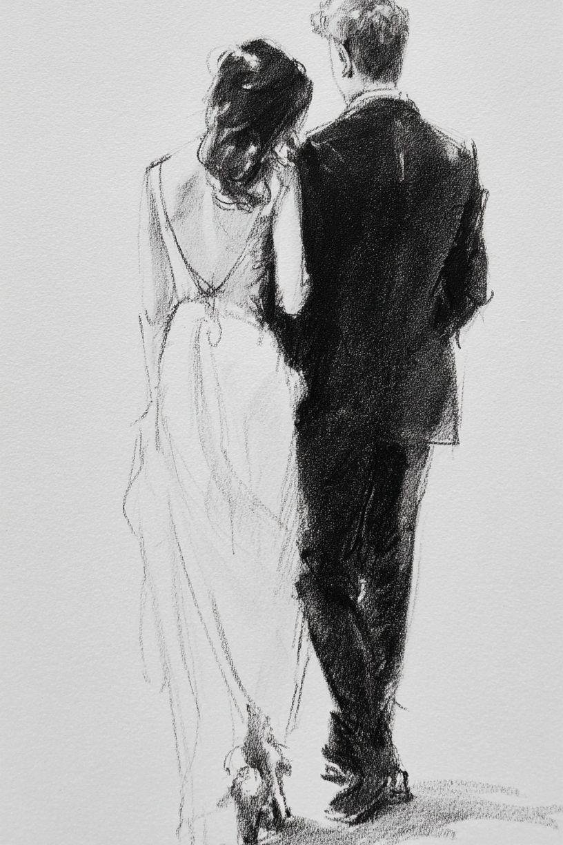 Couple in Love — Minimalist Print. poster — illustration art