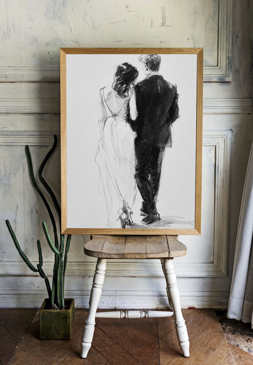 Couple in Love — Minimalist Print. — room view 1