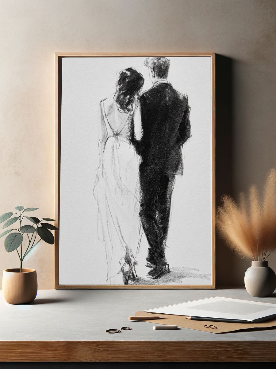 Couple in Love — Minimalist Print. — room view 2