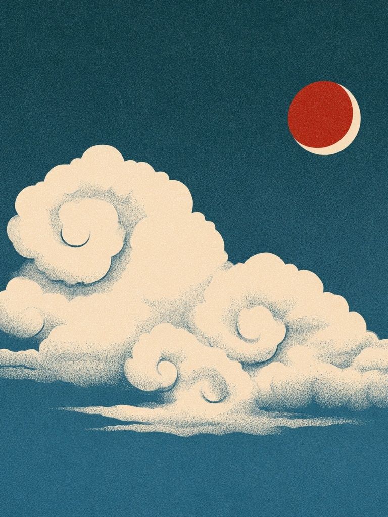 Moonlit Cloudscape Illustration Poster. poster detail