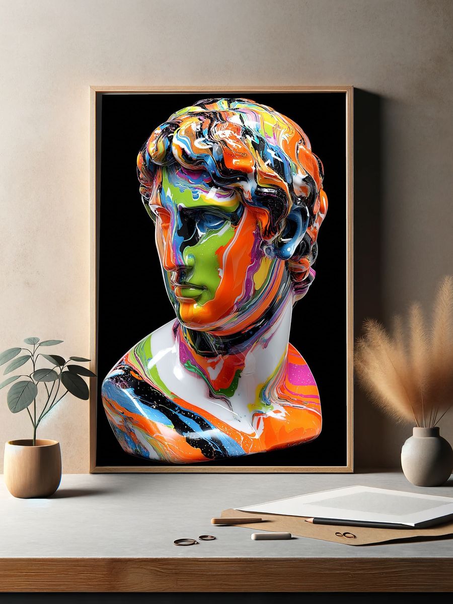 Colorful Marble Bust — Fine Art Print. — room view 2