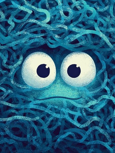 Cute Blue Monster — Cartoon Print. poster print