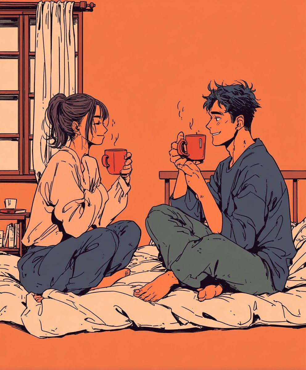 Cozy Morning Coffee — Illustration Print. poster — illustration art