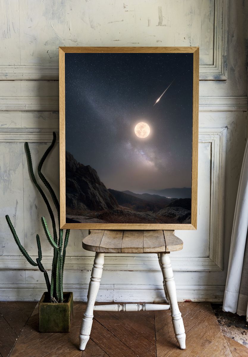 Celestial Moonlit Landscape Poster. — room view 1