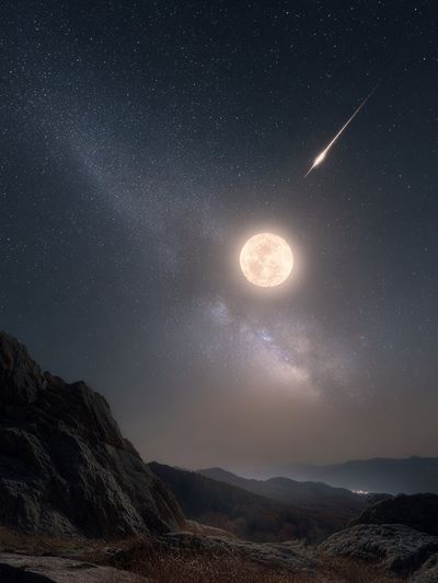 Celestial Moonlit Landscape Poster. poster