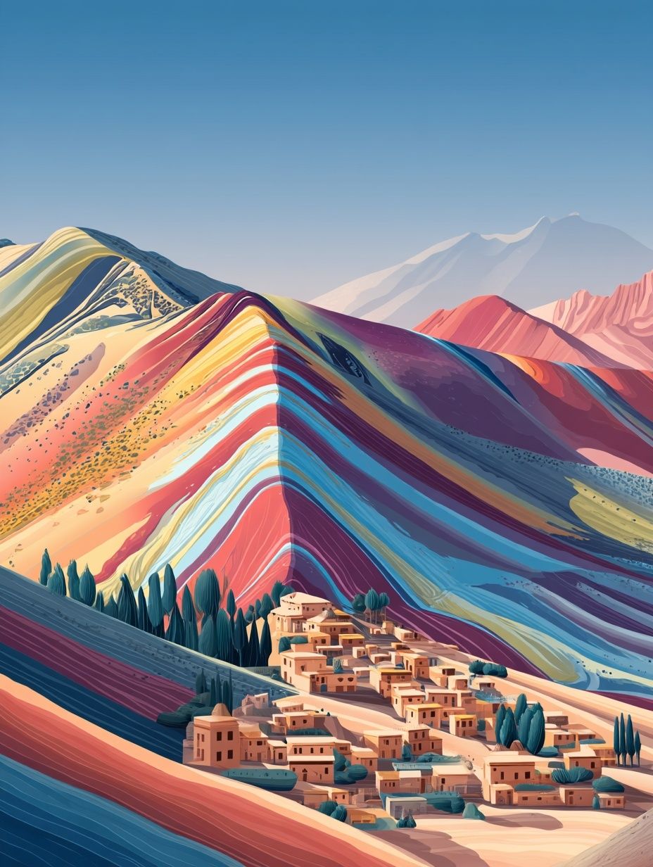 Colorful Mountain Landscape Poster. poster detail