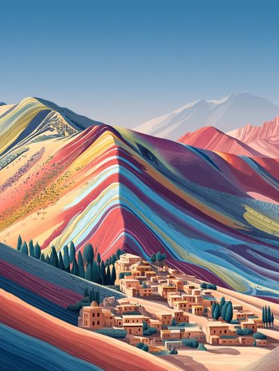 Colorful Mountain Landscape Poster.