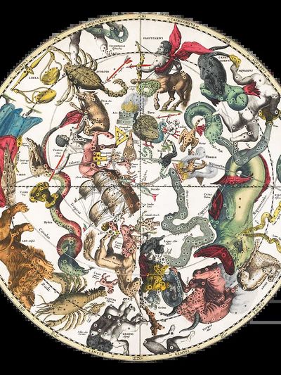 Celestial Constellations Map Poster.