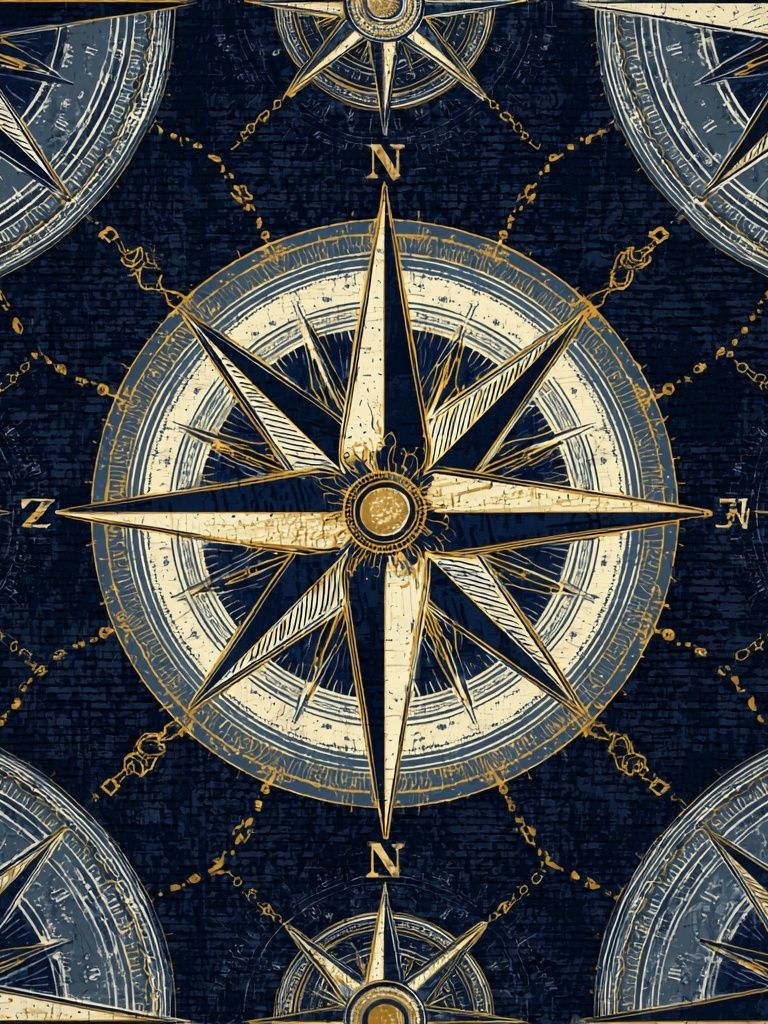 Nautical Compass Pattern Poster. poster — maps-travel art