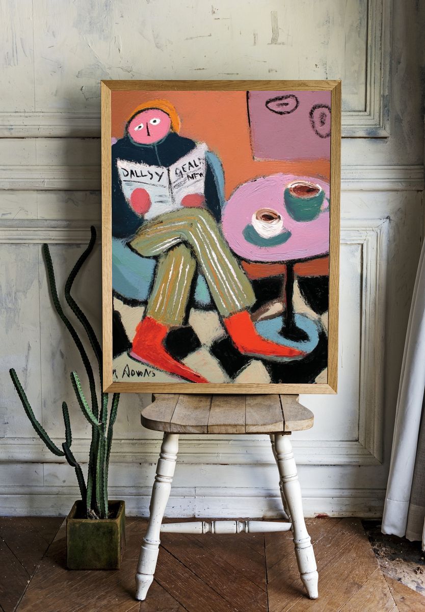 Cozy Morning Reading — Illustration Print. — room view 1
