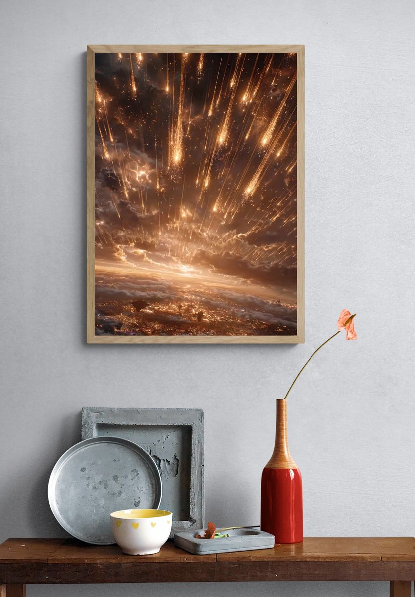 Cosmic Meteor Shower — Space Print. — room view 3
