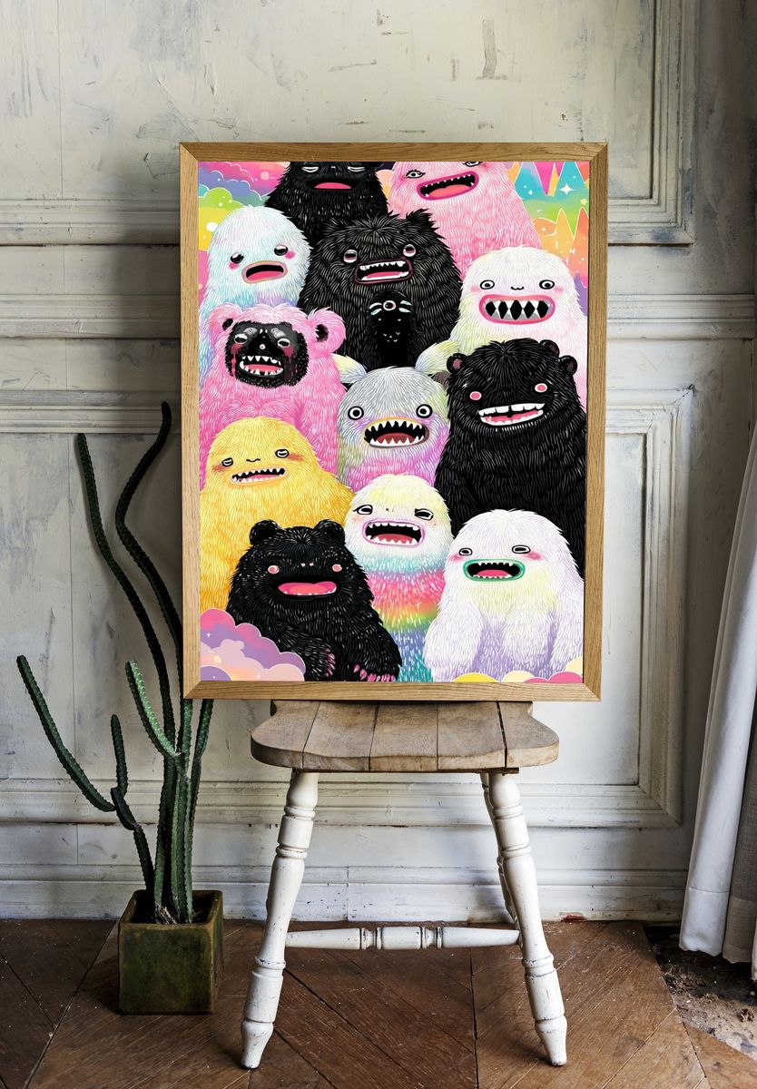 Colorful Monsters — Cartoon Print room preview