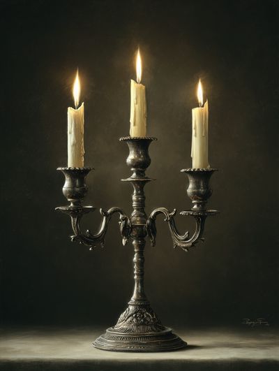 Elegant Candlelit Candelabra — Fine Art Print. poster print