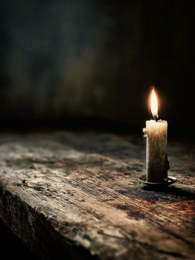 Candlelight on Rustic Table — Photography Print. poster print