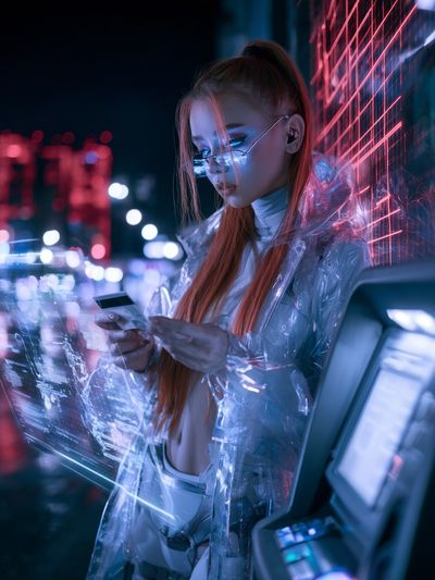 Cyberpunk Neon Portrait Print.