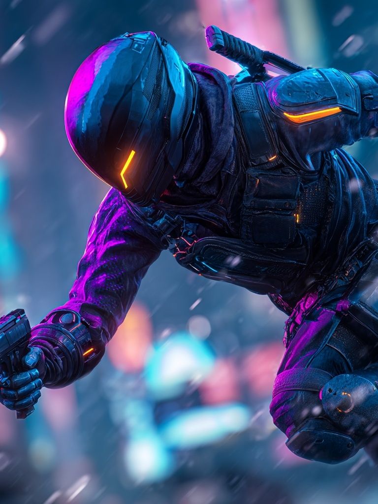 Cyberpunk Ninja — Digital Art Print. poster detail