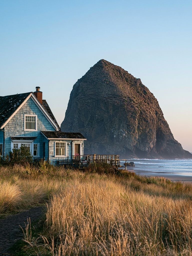 Coastal Cottage at Haystack Rock Poster. poster detail