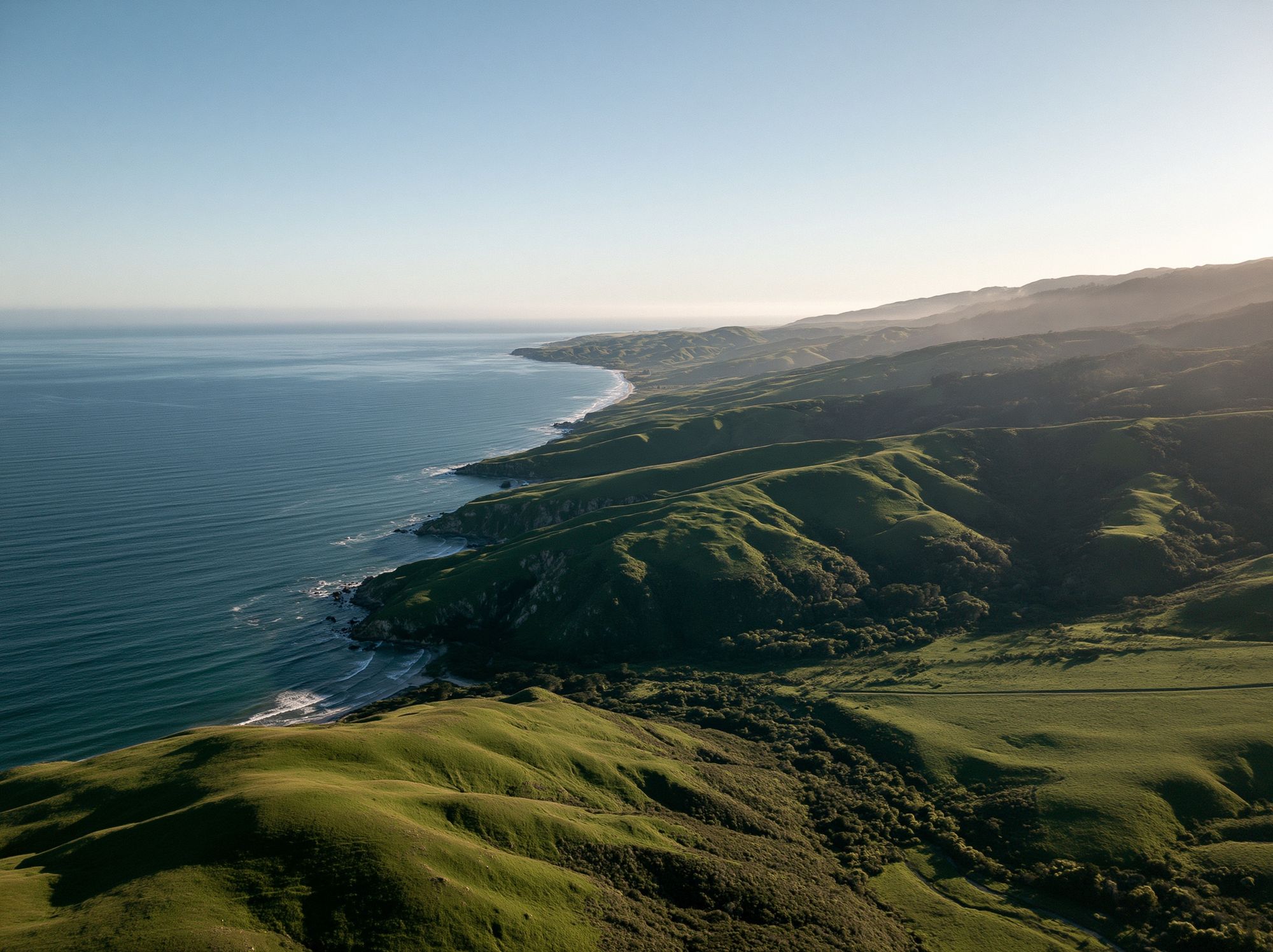 Coastal Green Hills Landscape Print. poster detail