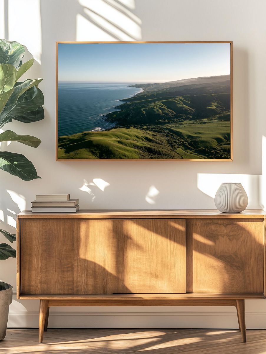 Coastal Green Hills Landscape Print. — room view 3