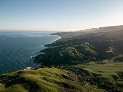 Coastal Green Hills Landscape Print. poster