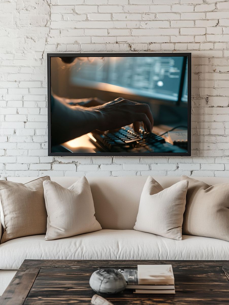 Coder at Keyboard Photography Poster. — room view 1