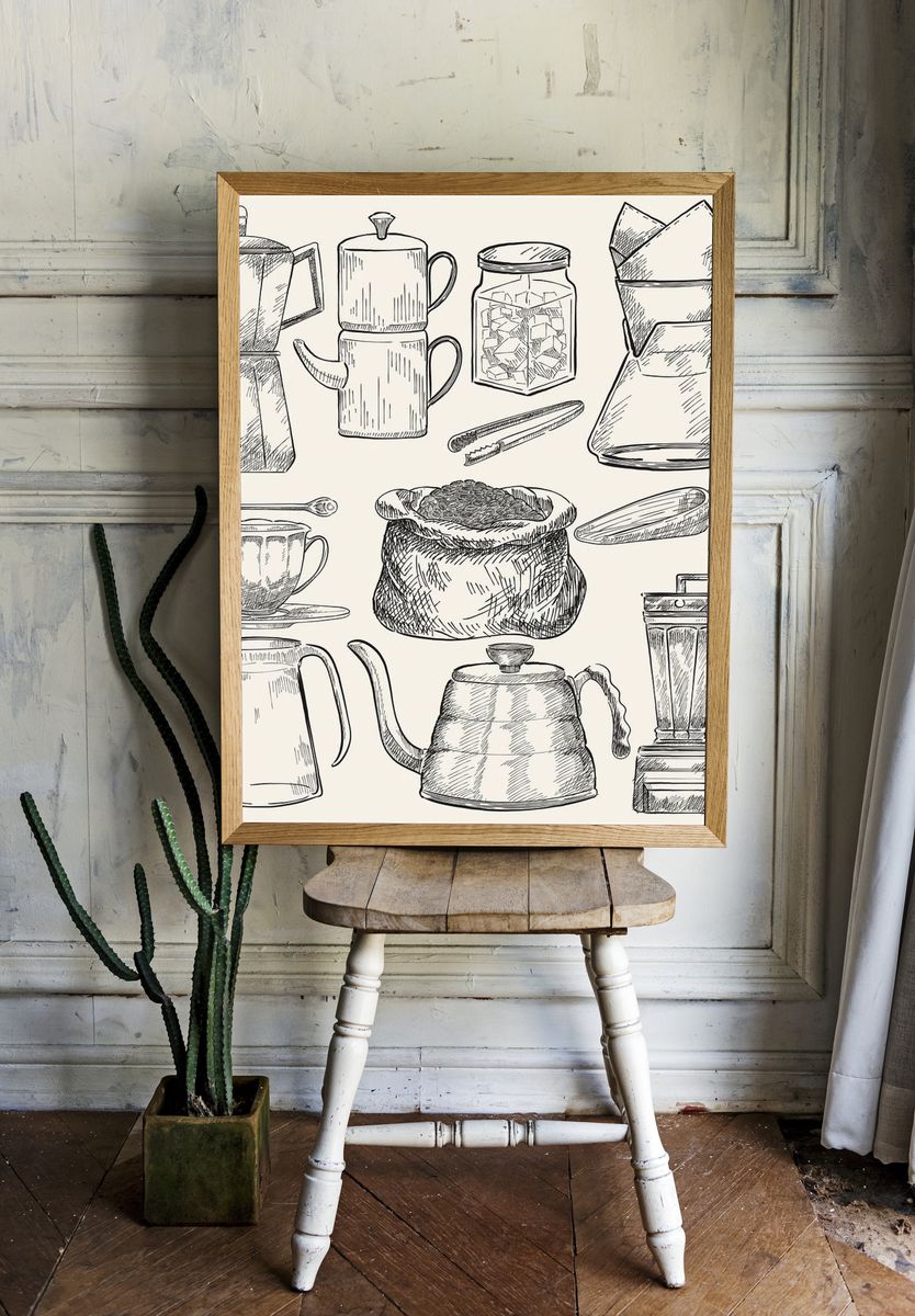Coffee Brewing Sketch Poster. room preview