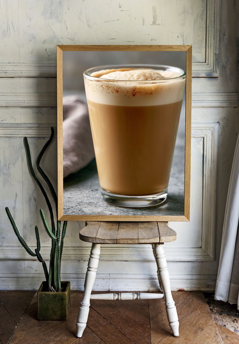 Creamy Coffee Latte Photography Poster. — room view 1