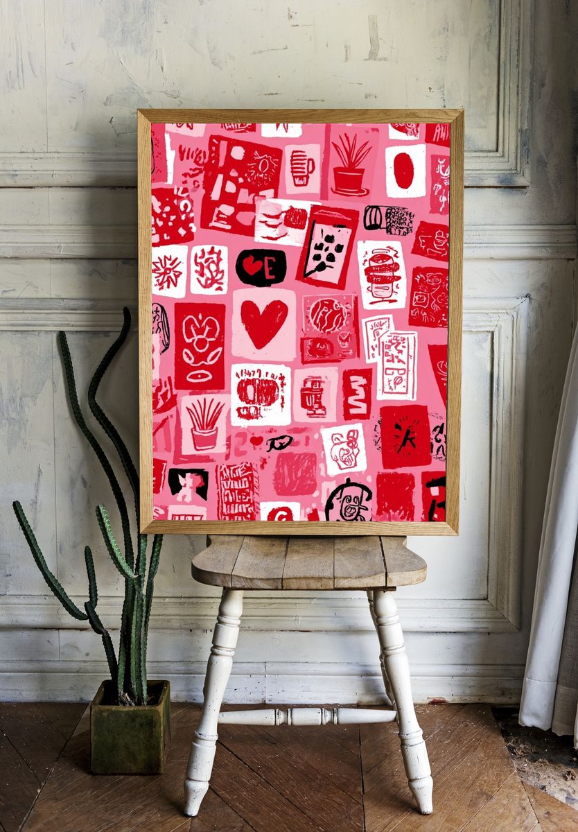 Colorful Collage Art Print. — room view 1