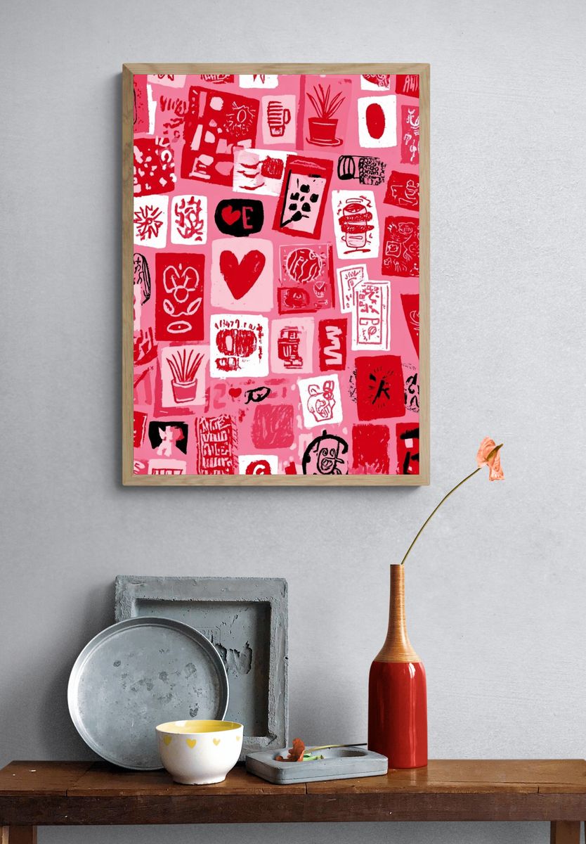 Colorful Collage Art Print. — room view 3
