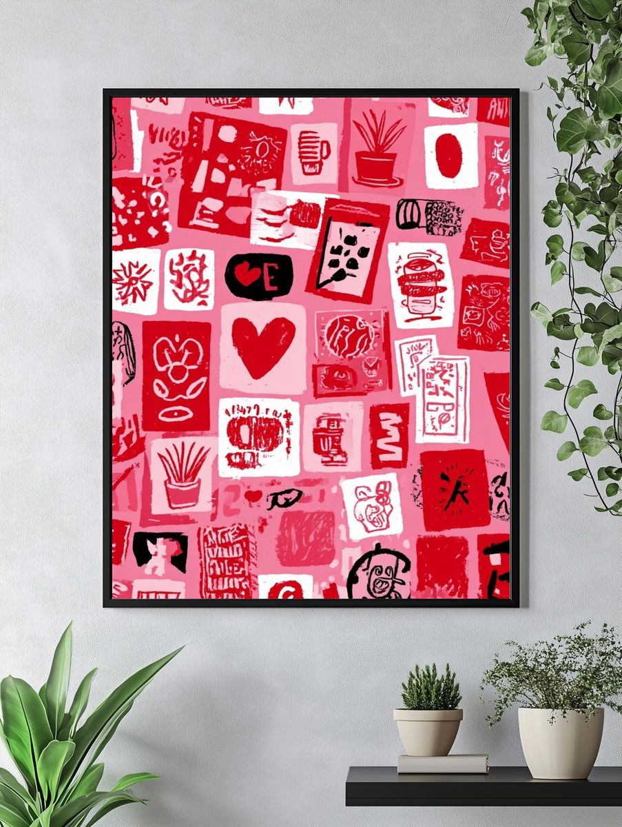 Colorful Collage Art Print. — room view 4