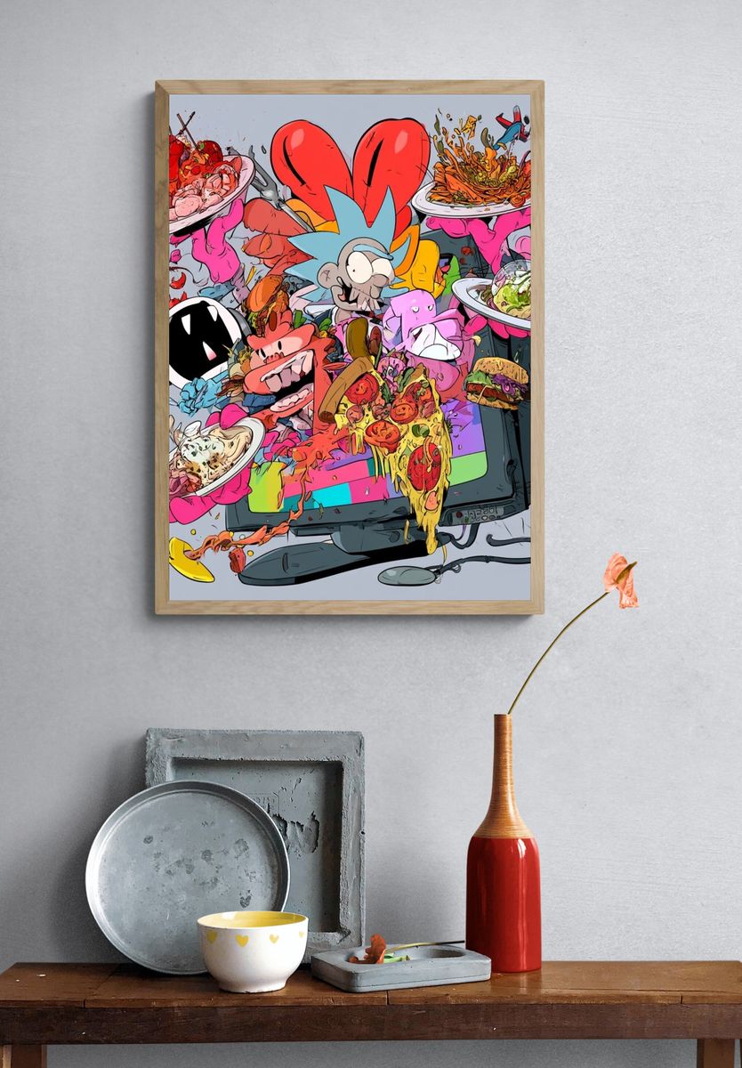 Rick and Morty Food Chaos Print. — room view 3