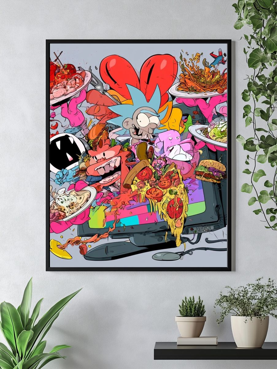 Rick and Morty Food Chaos Print. — room view 4