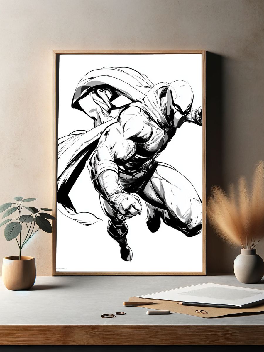 Masked Superhero Ink Poster. — room view 2