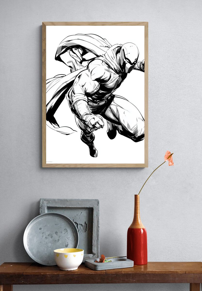 Masked Superhero Ink Poster. — room view 3