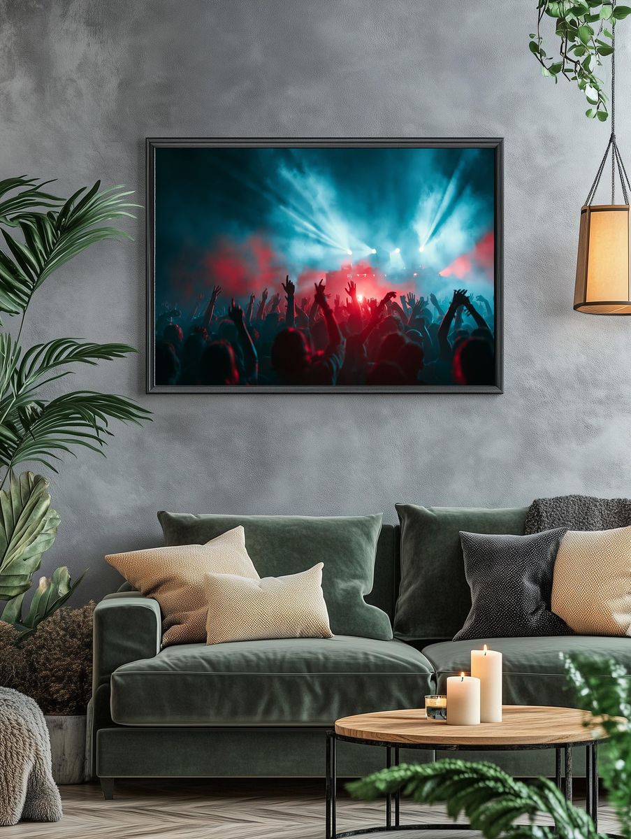 Concert Crowd Lights Photography Poster. — room view 4