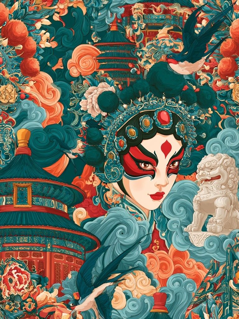 Chinese Opera Portrait Print. poster detail