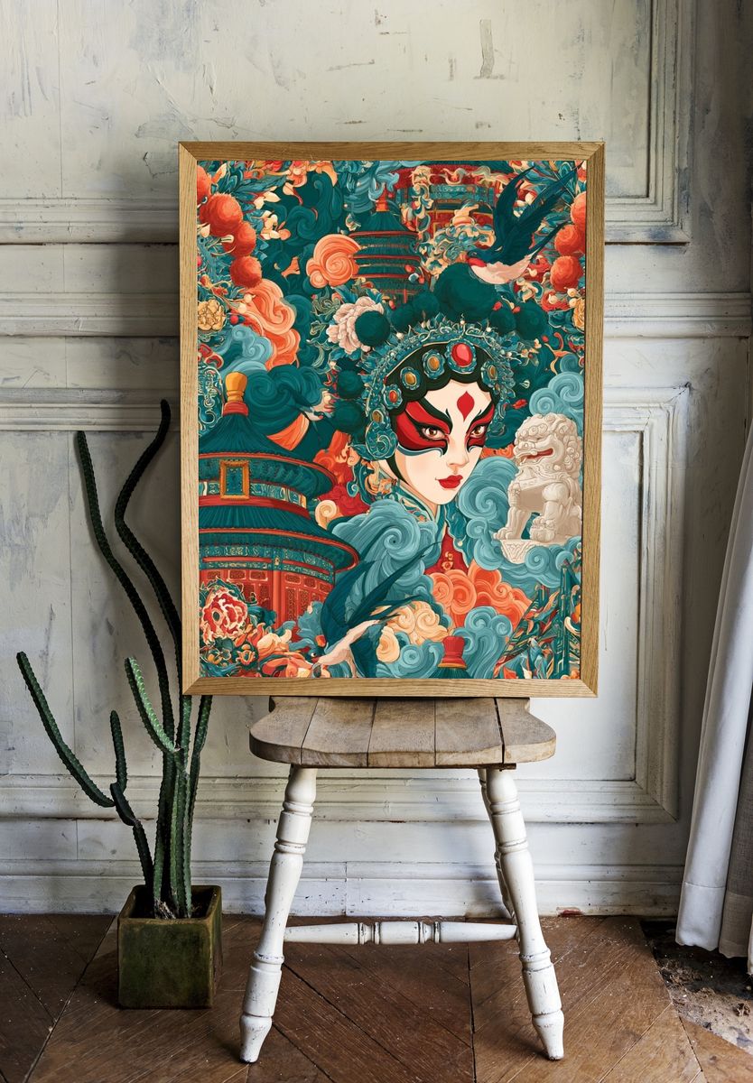 Chinese Opera Portrait Print. — room view 1